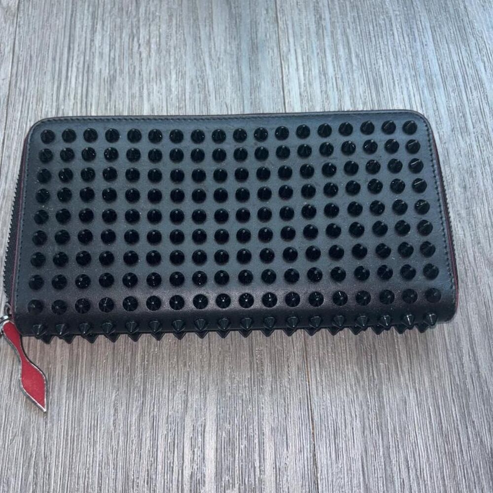 Christian Louboutin Panettone Black Spiked Zip-Around Wallet